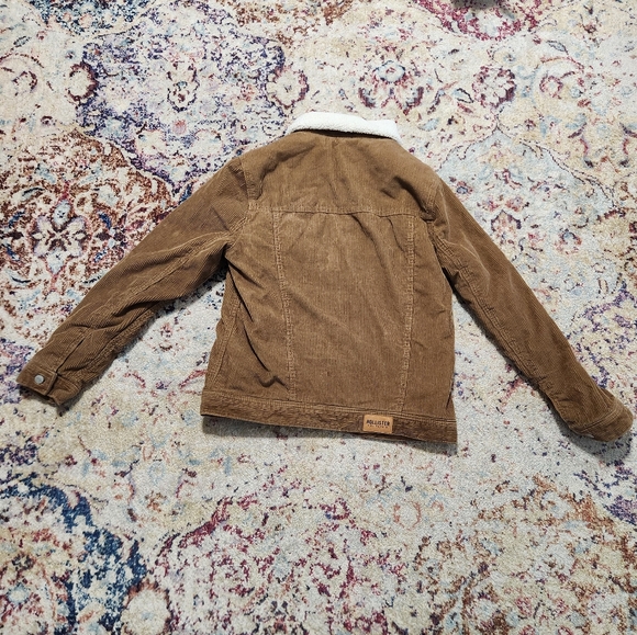 Hollister Corduroy and Sherpa Jacket Coat Tan Brown Ivory Size Medium - Picture 2 of 11